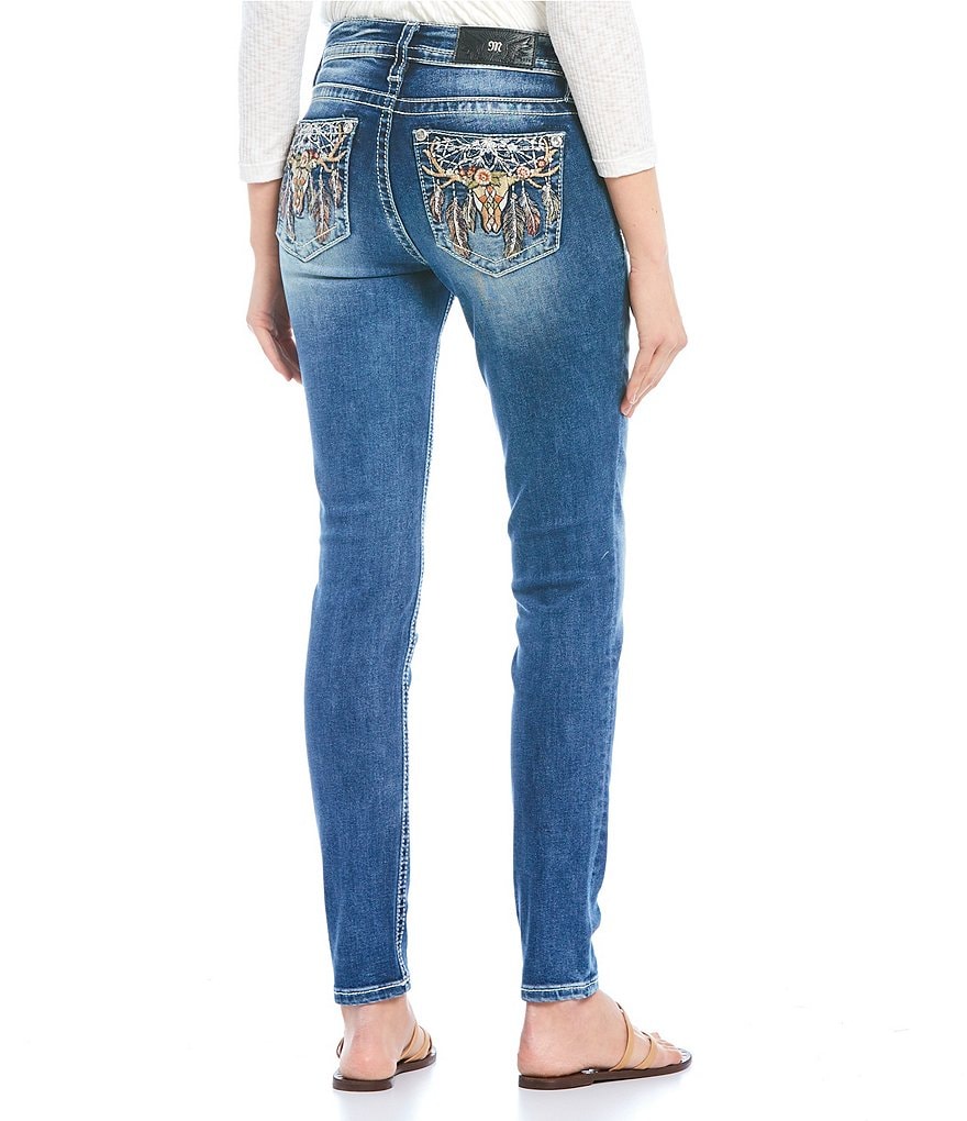 Miss Me Longhorn Dreamcatcher Pocket Skinny Jeans
