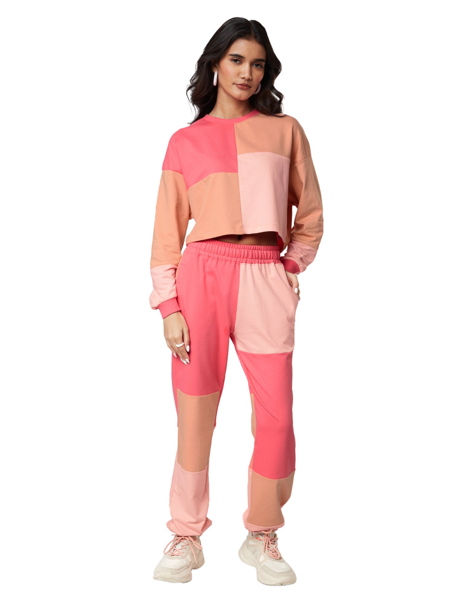 The Souled Store Multicolor Color-Block T-Shirt With Joggers