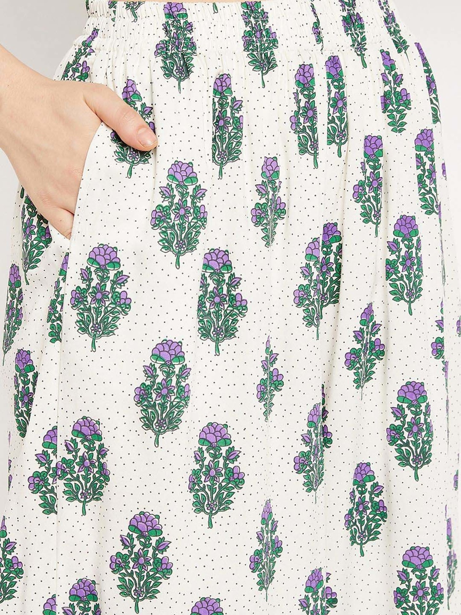 Castle Off-White Printed Palazzos