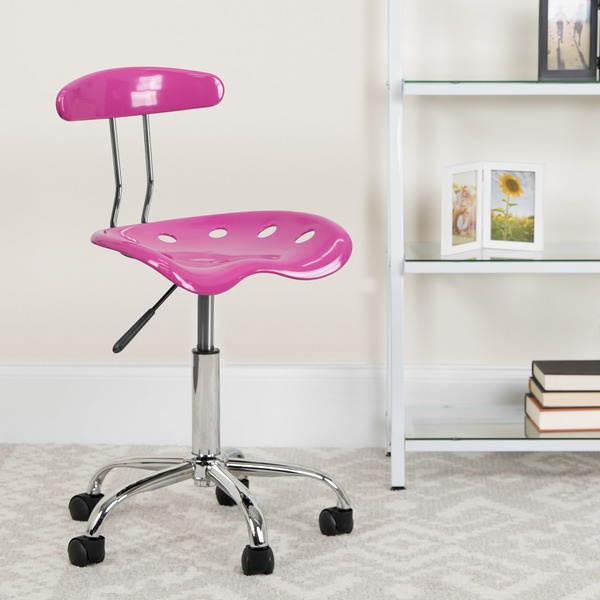 Vibrant Candy Heart and Chrome Swivel Task Chair with Tractor Seat