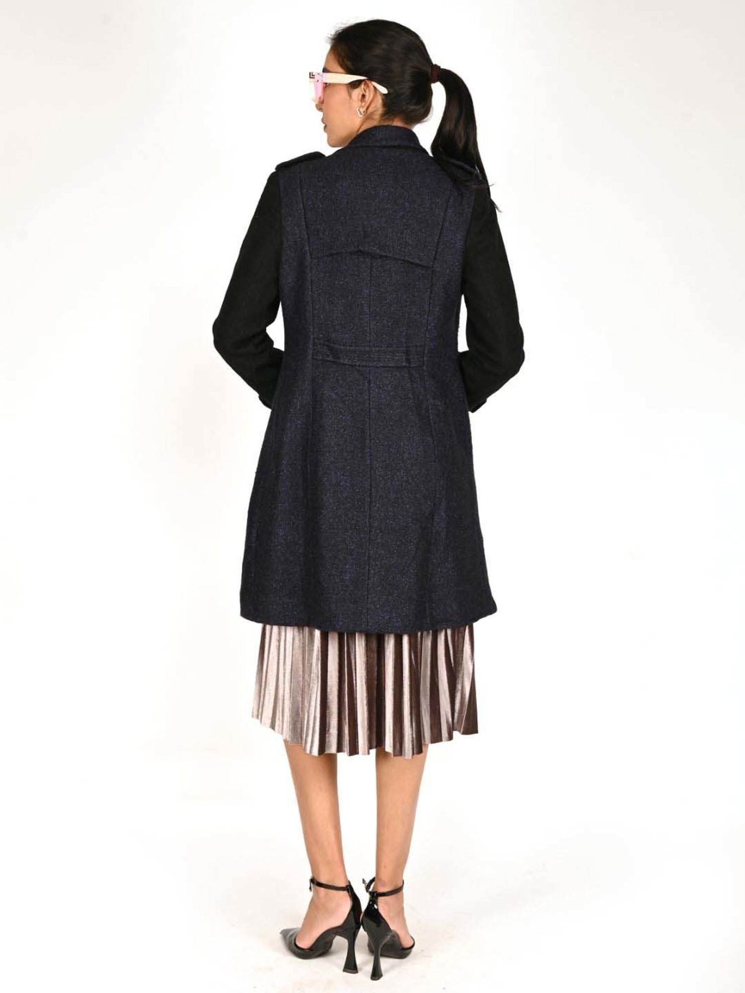 Odette Navy Self Pattern Jacket