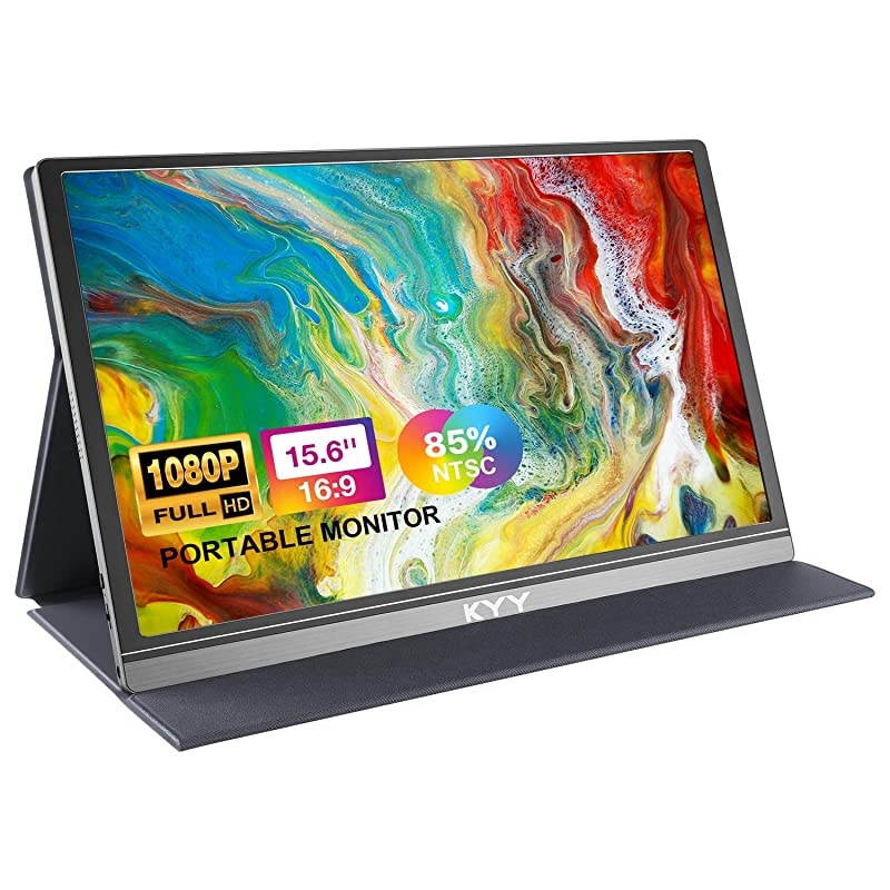 Portable Monitor -  15.6inch 1080P FHD USB-C Laptop Monitor HDMI Computer Display HDR IPS Gaming Monitor w/Premium Smart Cover & Screen Protector, Speakers, for Laptop PC MAC Phone PS4 Xbox Switch