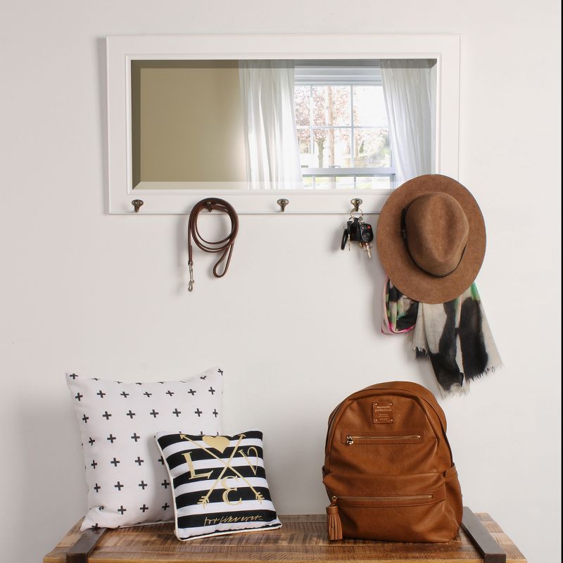 36" x 18" Pub Mirror with Metal Hooks White - DesignOvation