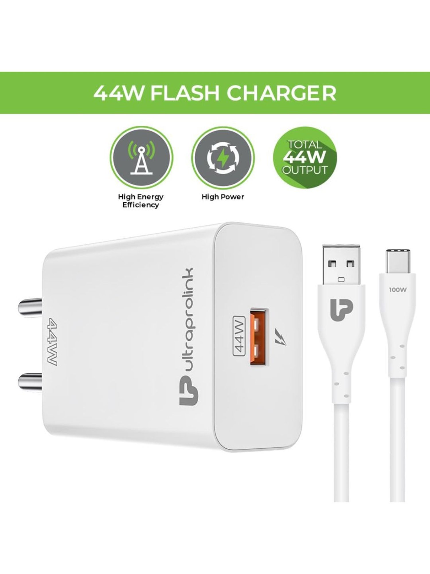 ltraProlink UM1135 Boost 44 Vi Flash Charger with 1m Fast Charging Cable (White)