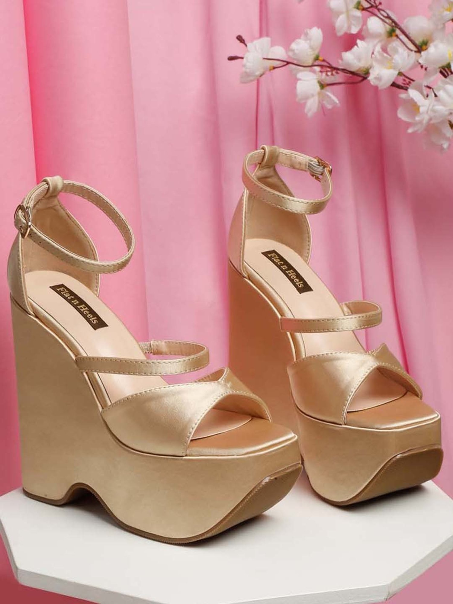 Flat N Heels Women's Golden Ankle Strap Sandals
