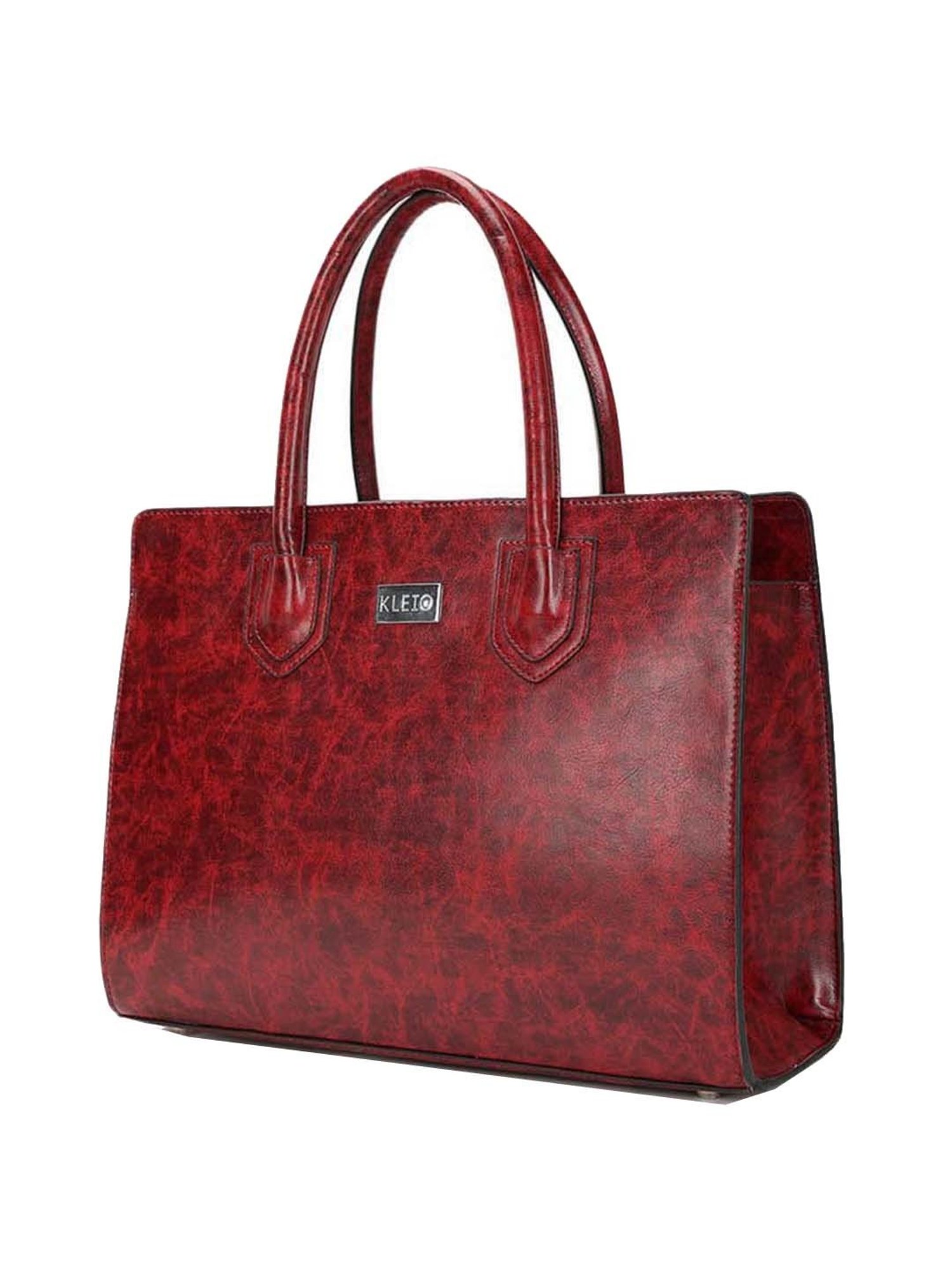 KLEIO Maroon Solid Medium Tote Handbag