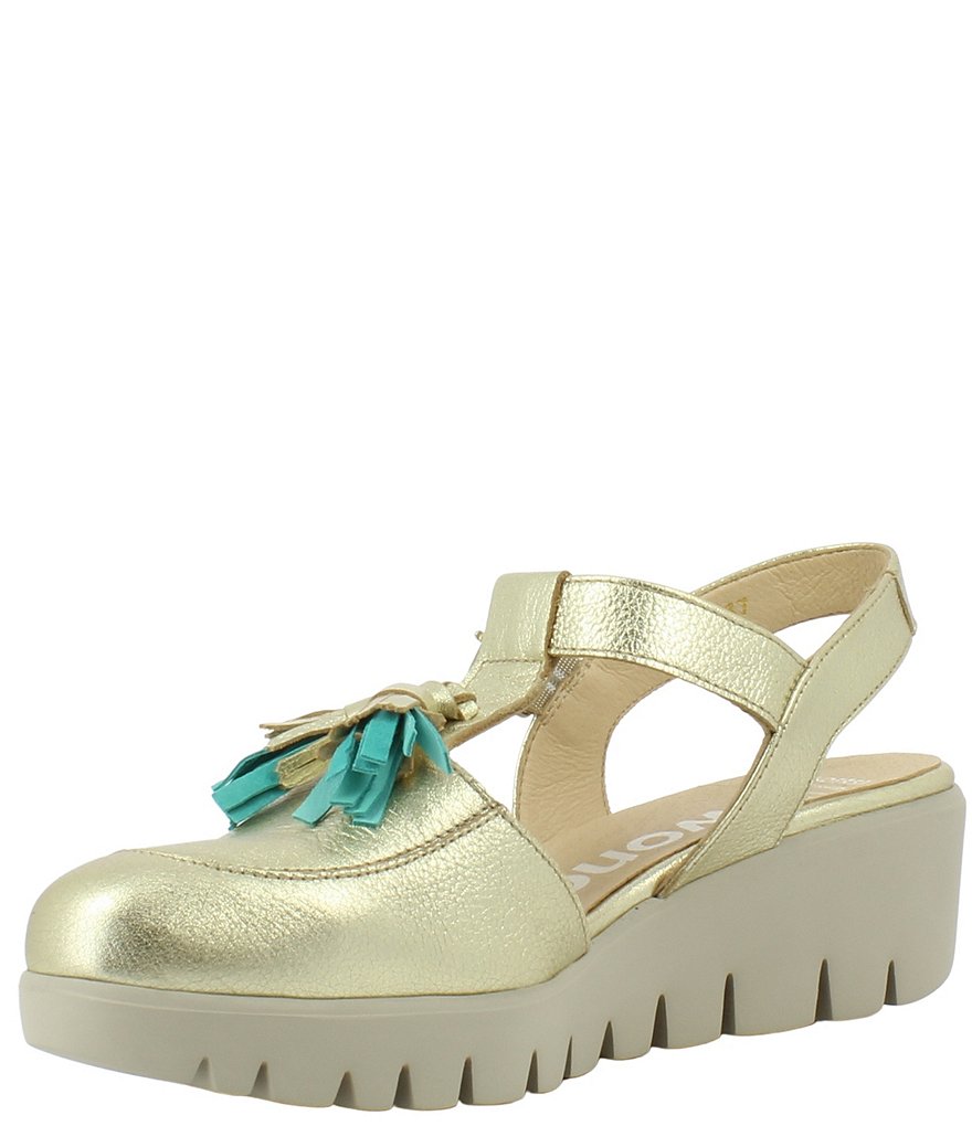 Wonders Tanya Leather Extra Light Platform Wedge Tassel Shoes