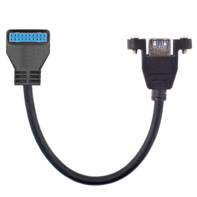 FVH USB 3.0 Single Port A Female Screw Mount Type to Up Angled Motherboard 20pin Header Cable 90 Degree U3-384-UP
