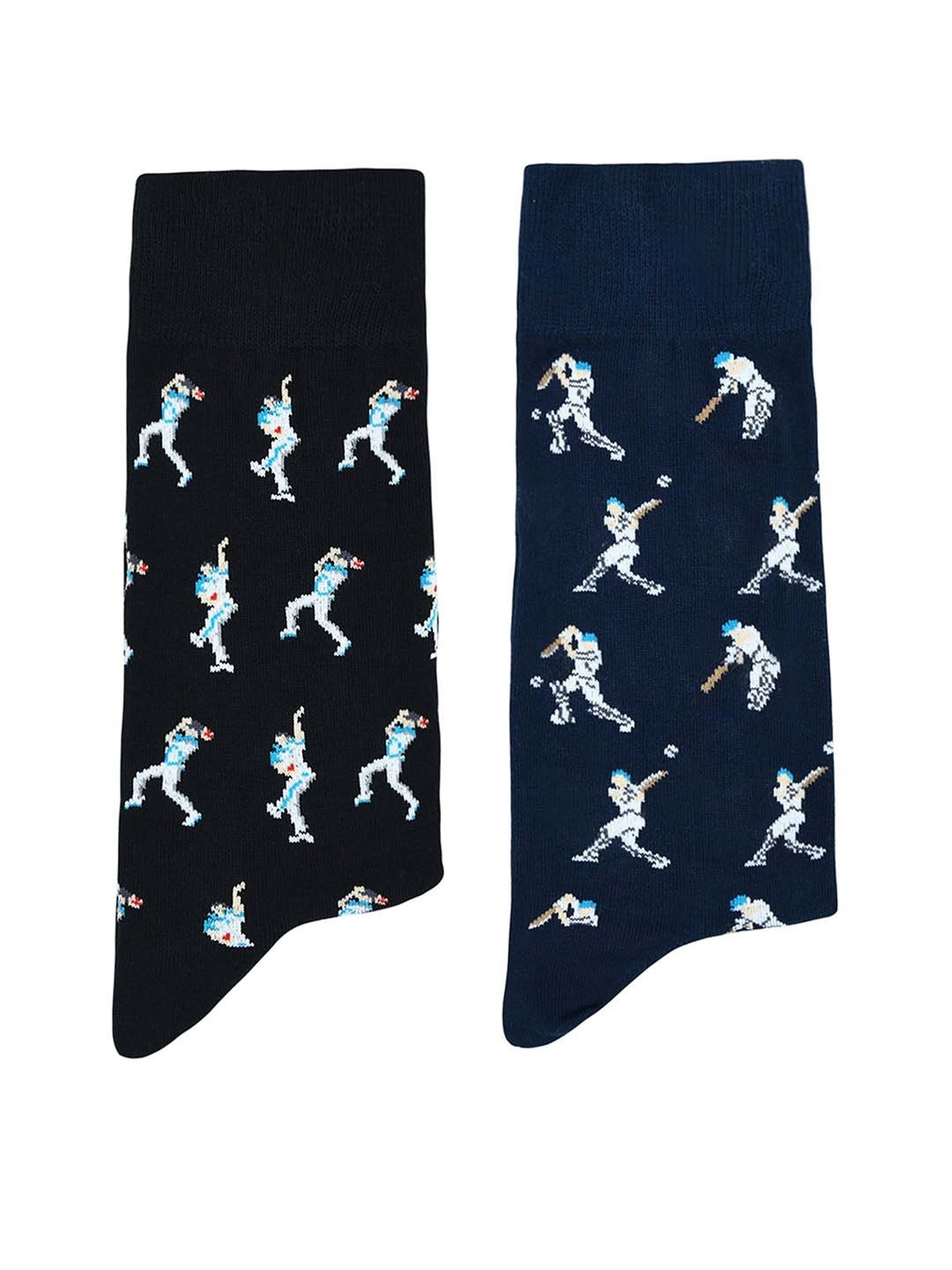 BALENZIA Black & Navy Printed Socks - Pack of 2