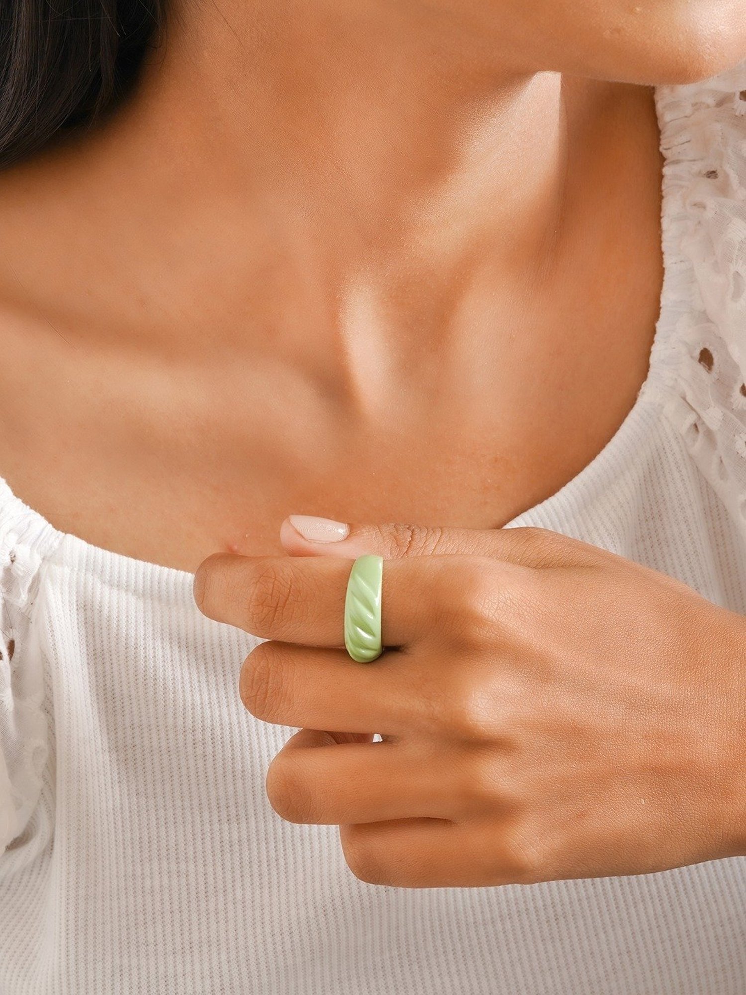 Joker & Witch Green Truffle Croissant Ring