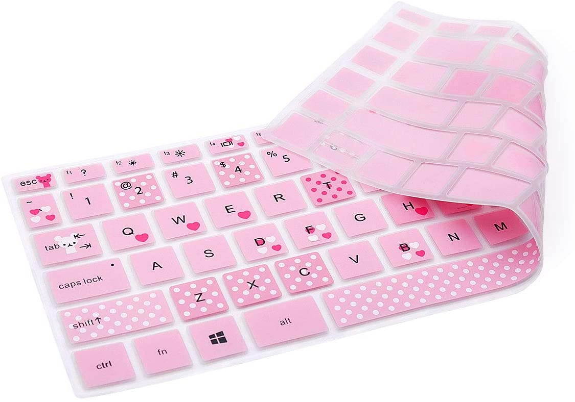 HRH Keyboard Cover for HP 14" Laptop 2020 2019 2018,HP Pavilion x360 14M-BA 14M-CD 14M-DH 14-BA 14-BF 14-cm 14-CF 14-DF 14-DK 14-DS 14-DQ Series 14 Inch Protective Skin (with Squared Keypad),Love bear