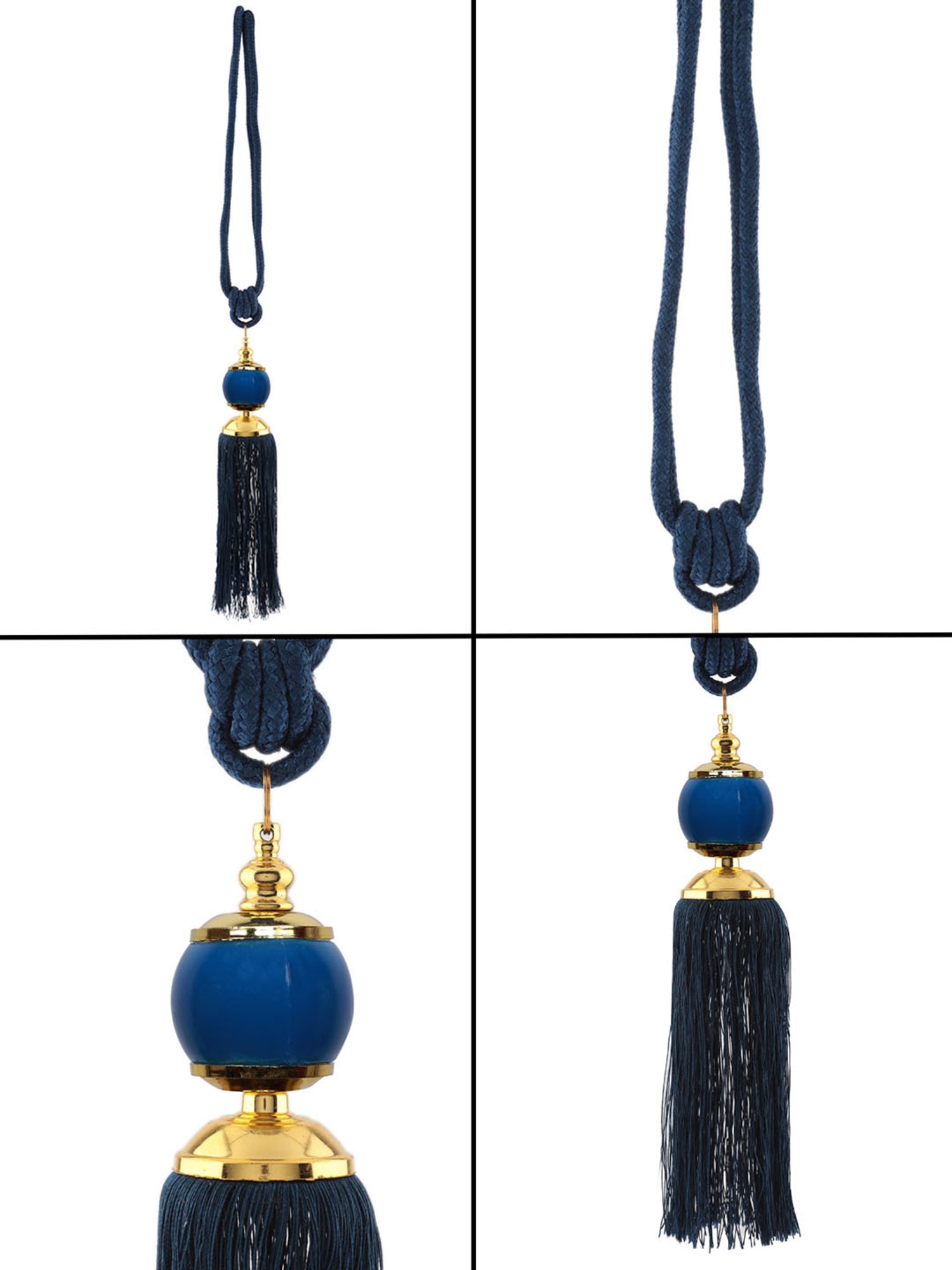 MODERN HOMES White Cotton Hand-Knotted Curtain Ropes - Set of 2