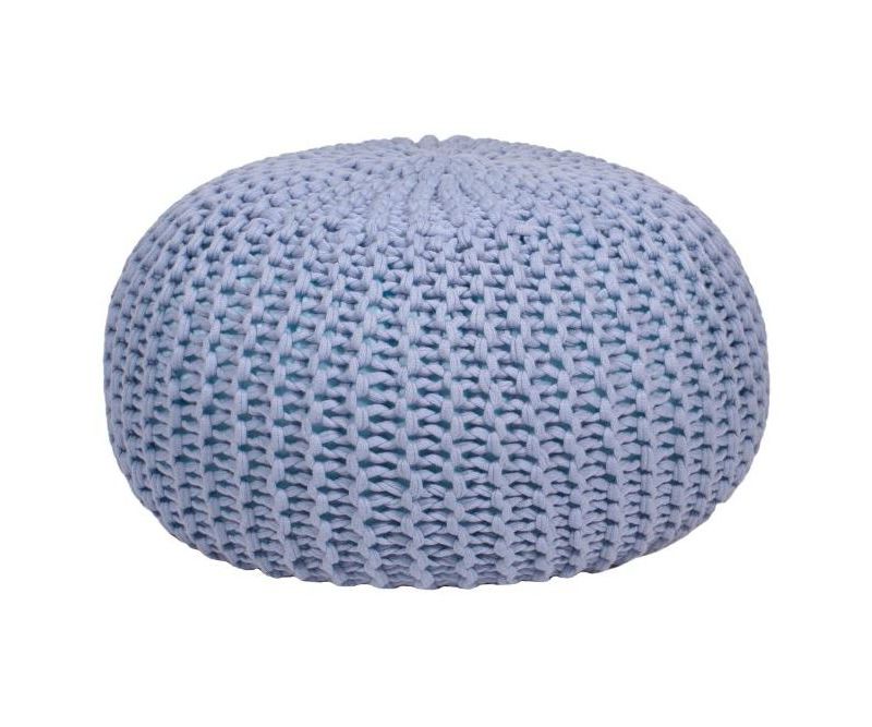 Gold Medal Hand Knitted Pouf Robin's Egg Light Blue