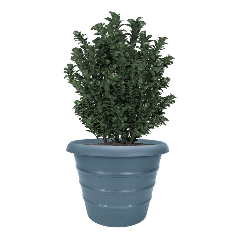 The HC Companies 20 Inch Diameter Versatile Indoor or Outdoor Fade Resistant Plastic Round Marina Flower Planter Pot, Slate Blue