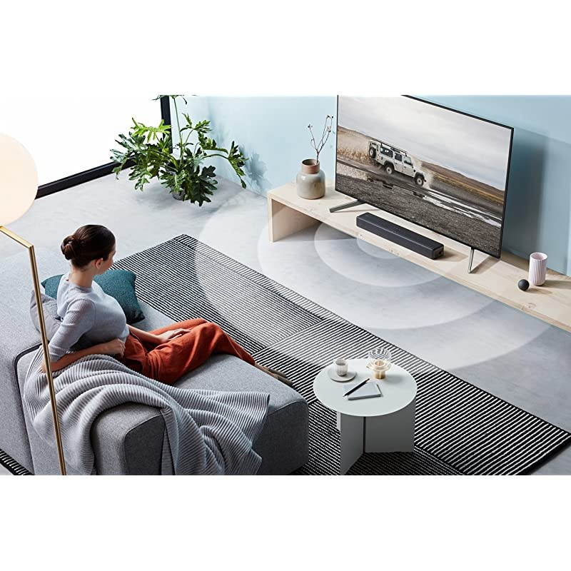 S200F 2.1ch Soundbar with built-in Subwoofer and Bluetooth Home Theater Audio for TV, (HT200F), easy setup, compact, home office use with clear sound black