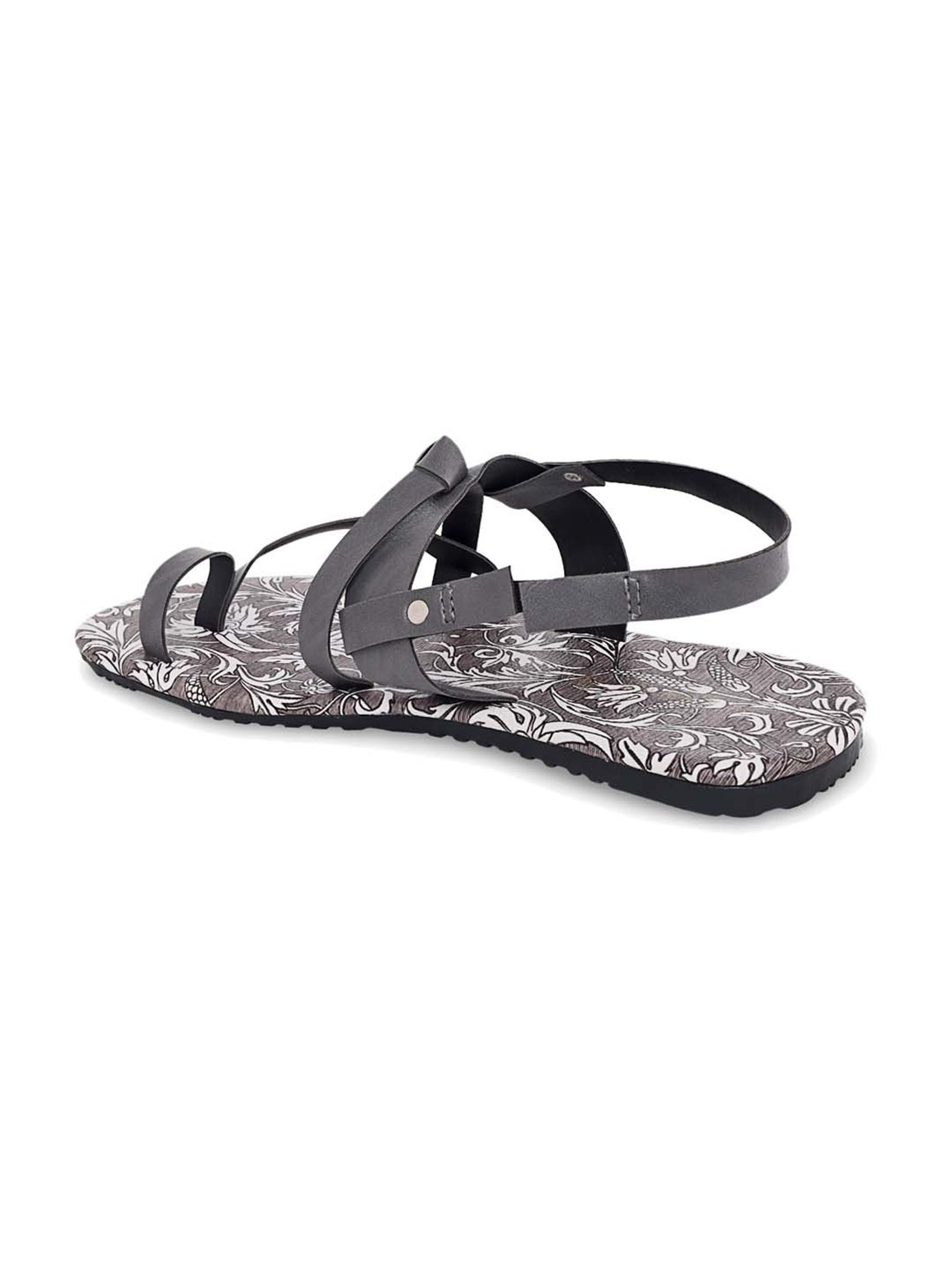 KANVAS Men's The Mystic Of The Mughals Grey Toe Ring Sandals