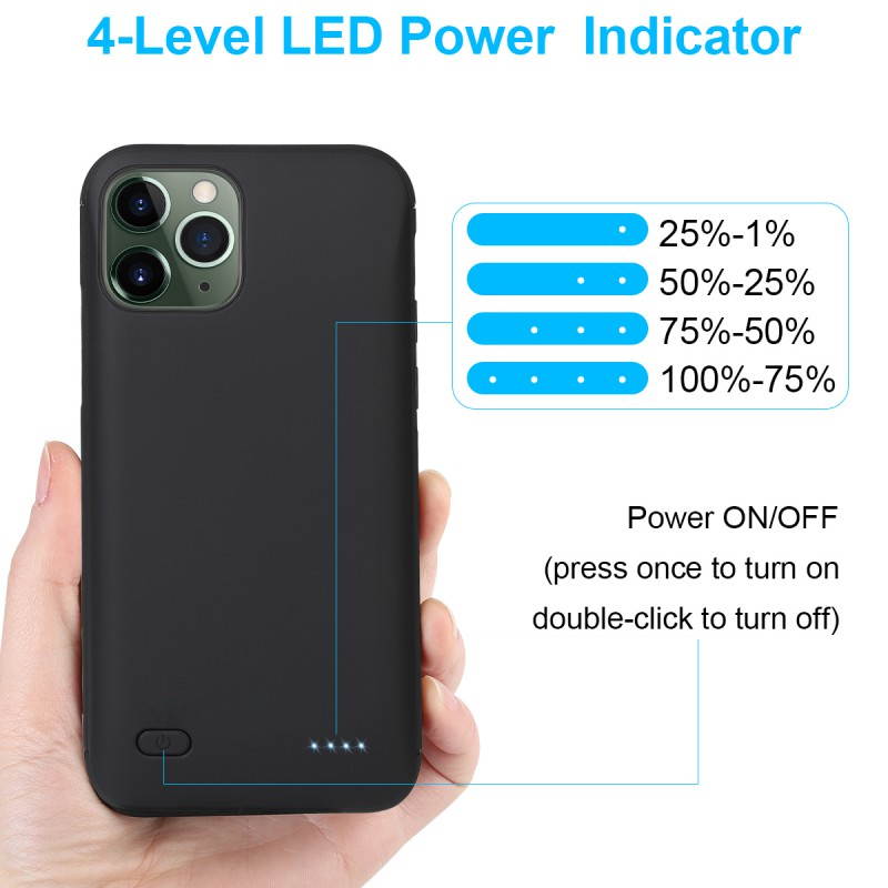 6500mAh Battery Charging Case For IPhone 12/12 Pro/12 Pro Max/12 Mini, Rechargeable Full Package Portable External Battery Case