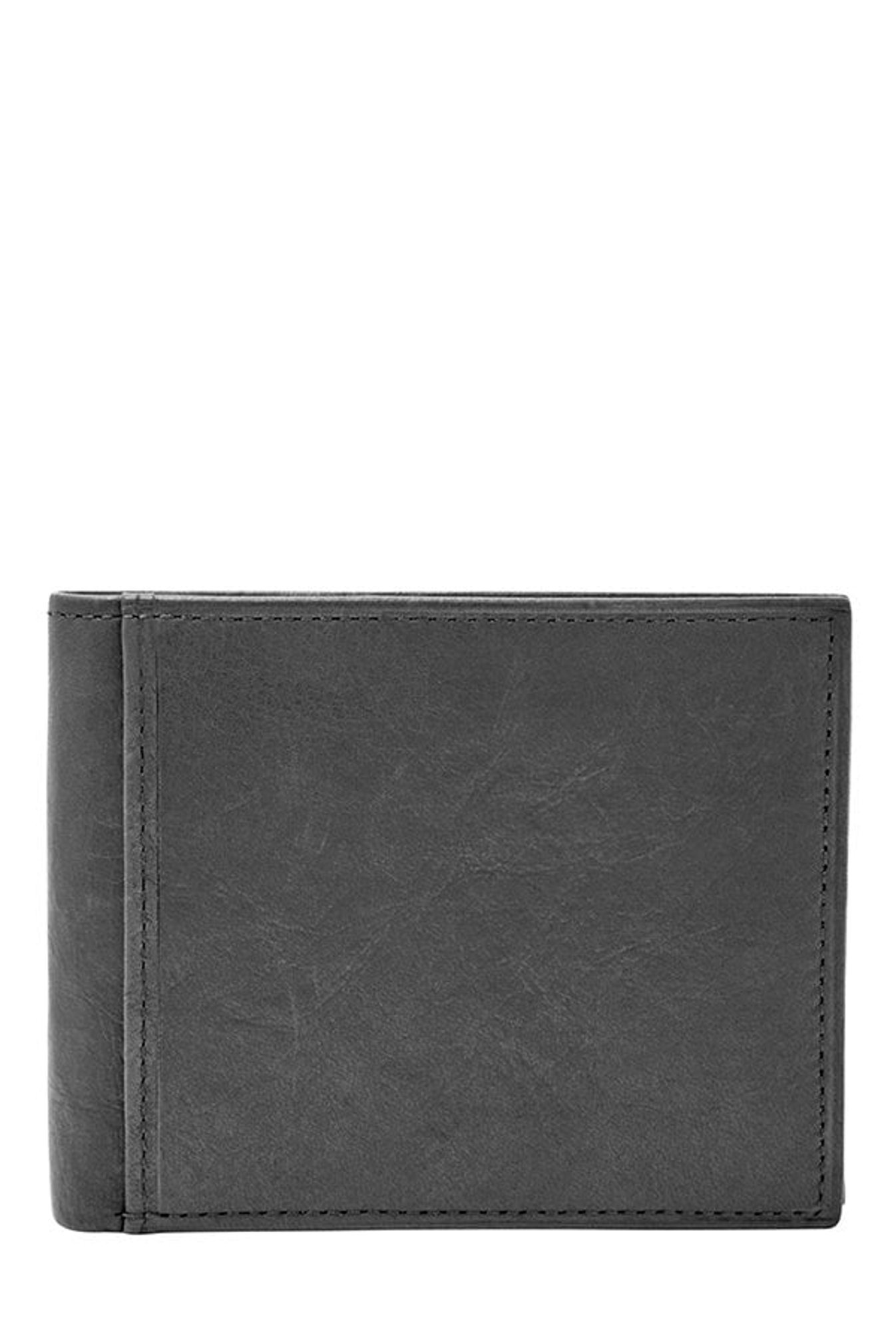 Fossil Black Solid Leather Bi-Fold Wallet