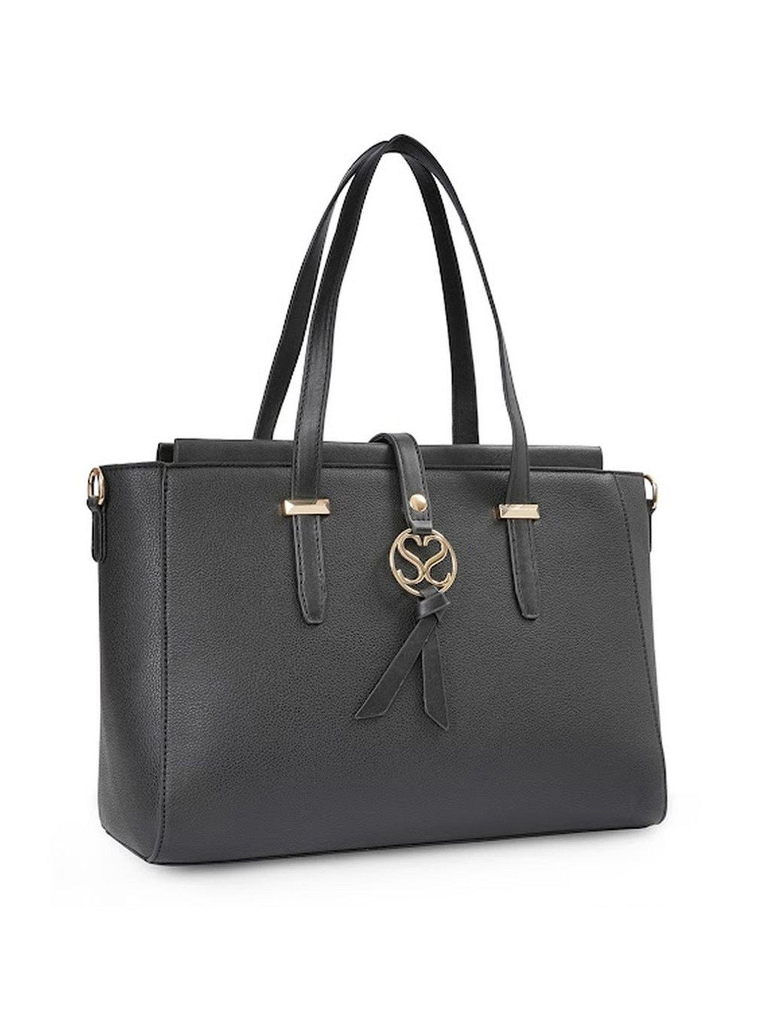 Sugarush Carly Black PU Solid Shoulder Handbag