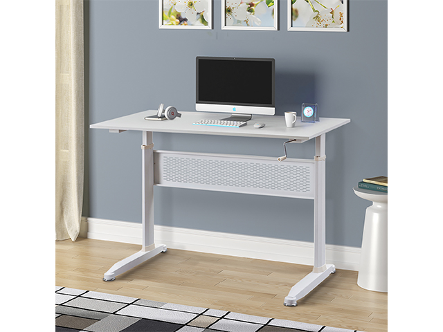 Gaming Desk Home Office Desk Adjustable Height 28.7" to 44.5" Standing Desk with Crank Handle Manual Lifting Table Sturdy Legs With Foot Pads,Black,GT78