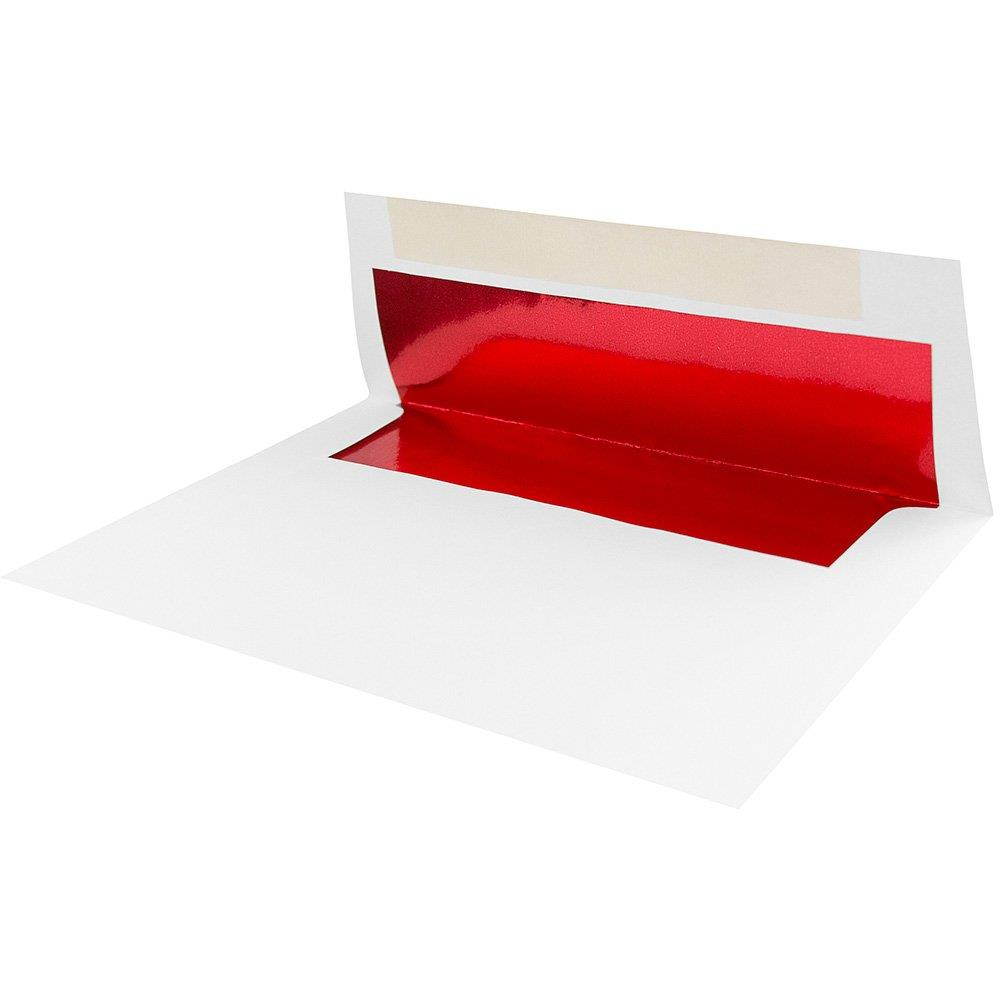 JAM PAPER A7 Foil Lined Invitation Envelopes - 5 1/4 x 7 1/4 - White with Red Foil - 50/Pack