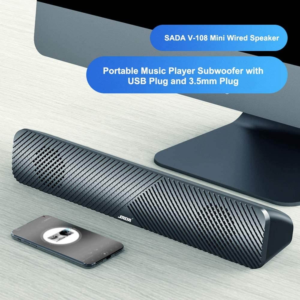 Docooler 3.5mm Wired Speaker Enhanced Bass Subwoofer USB Powered Computer Sound Box Plug and Play