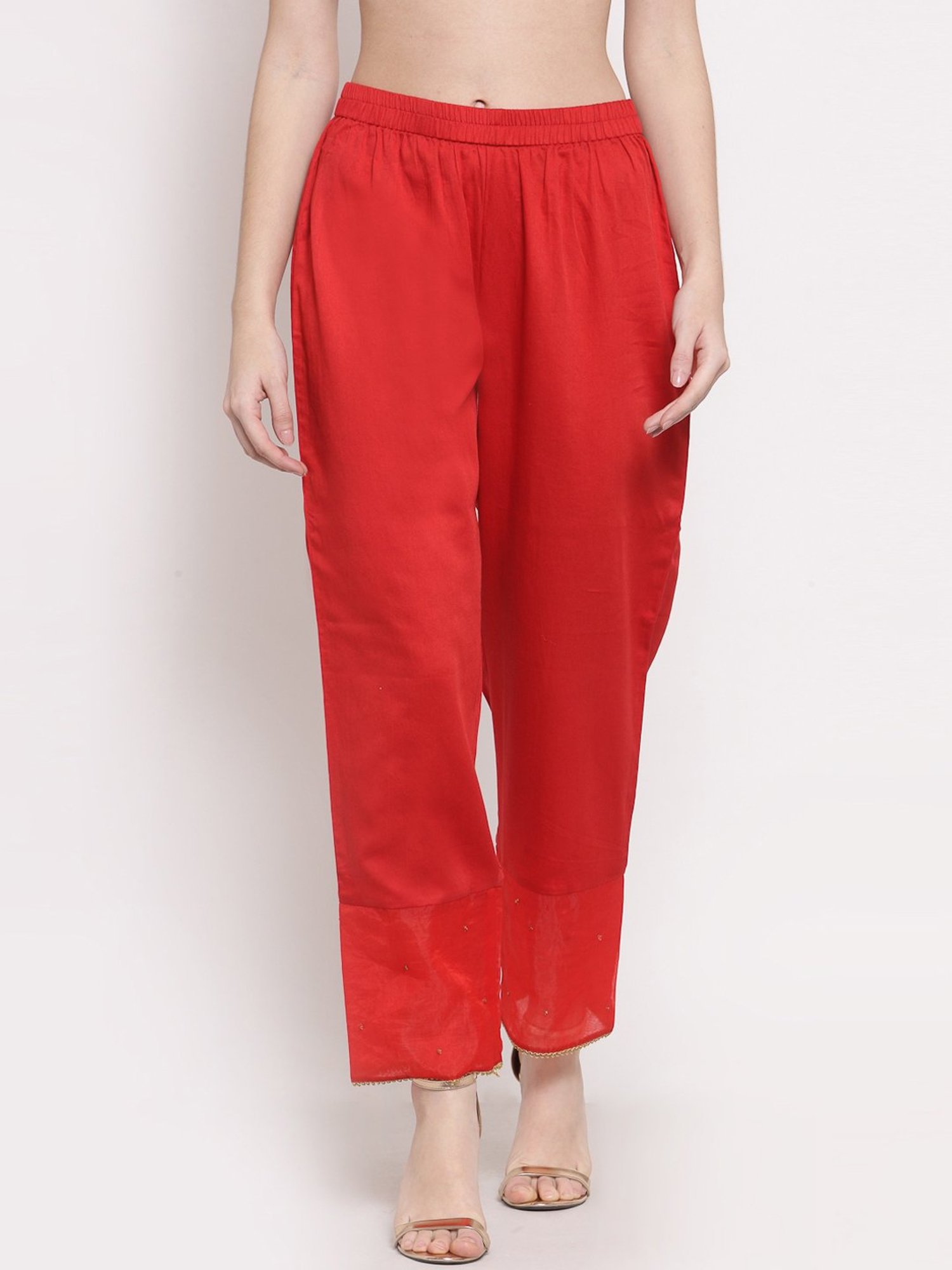 DART STUDIO Red Embroidered Palazzos