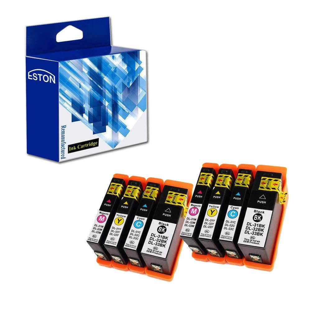 ESTON 8 Pack for Dell Series 31 Black and Series 31 Color Compatible Ink Cartridges for Dell V525w/ V725w All-in-One Wireless Inkjet Printer