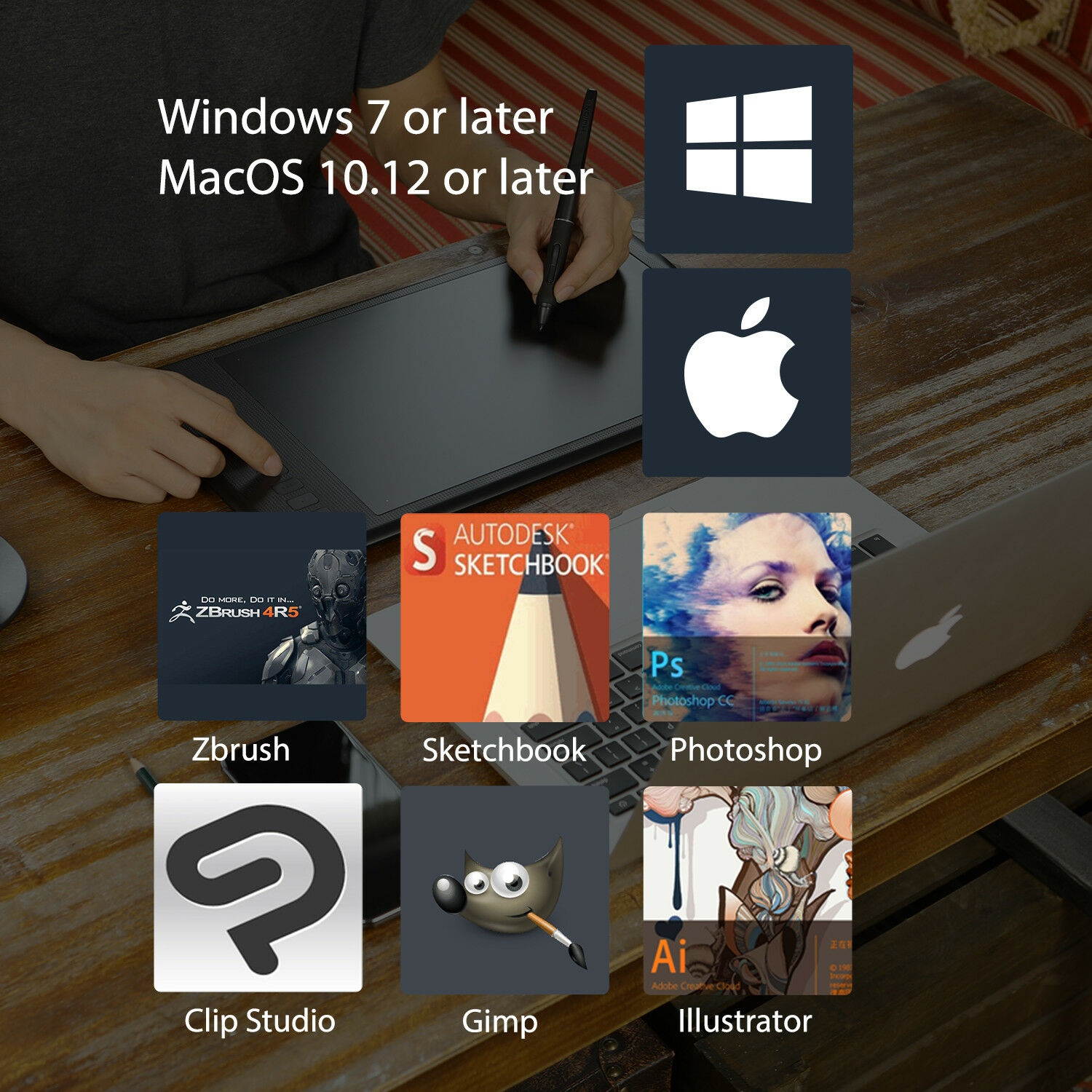 Huion Q11K V2 Wireless Graphic Drawing Tablet Battery-free Pen Tilt 8192 8 Keys