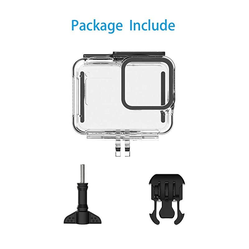60m Waterproof Housing Case for GoPro Hero 8 Black Diving Protective Housing Shell with Bracket Accessories for Go Pro Hero8 Action Came Rubber Material Pins Protect The Power Botton
