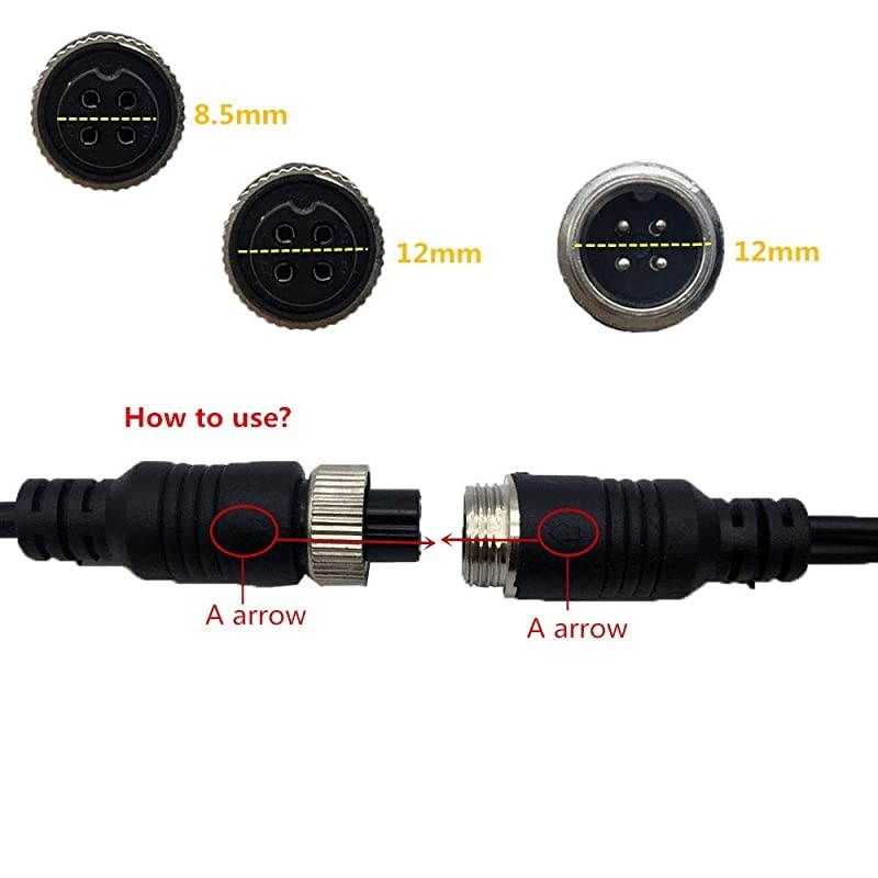 pcs Pack) M1Extension Cable - 4 Pin Connector - 4P Male to RCA AV for Car Camera