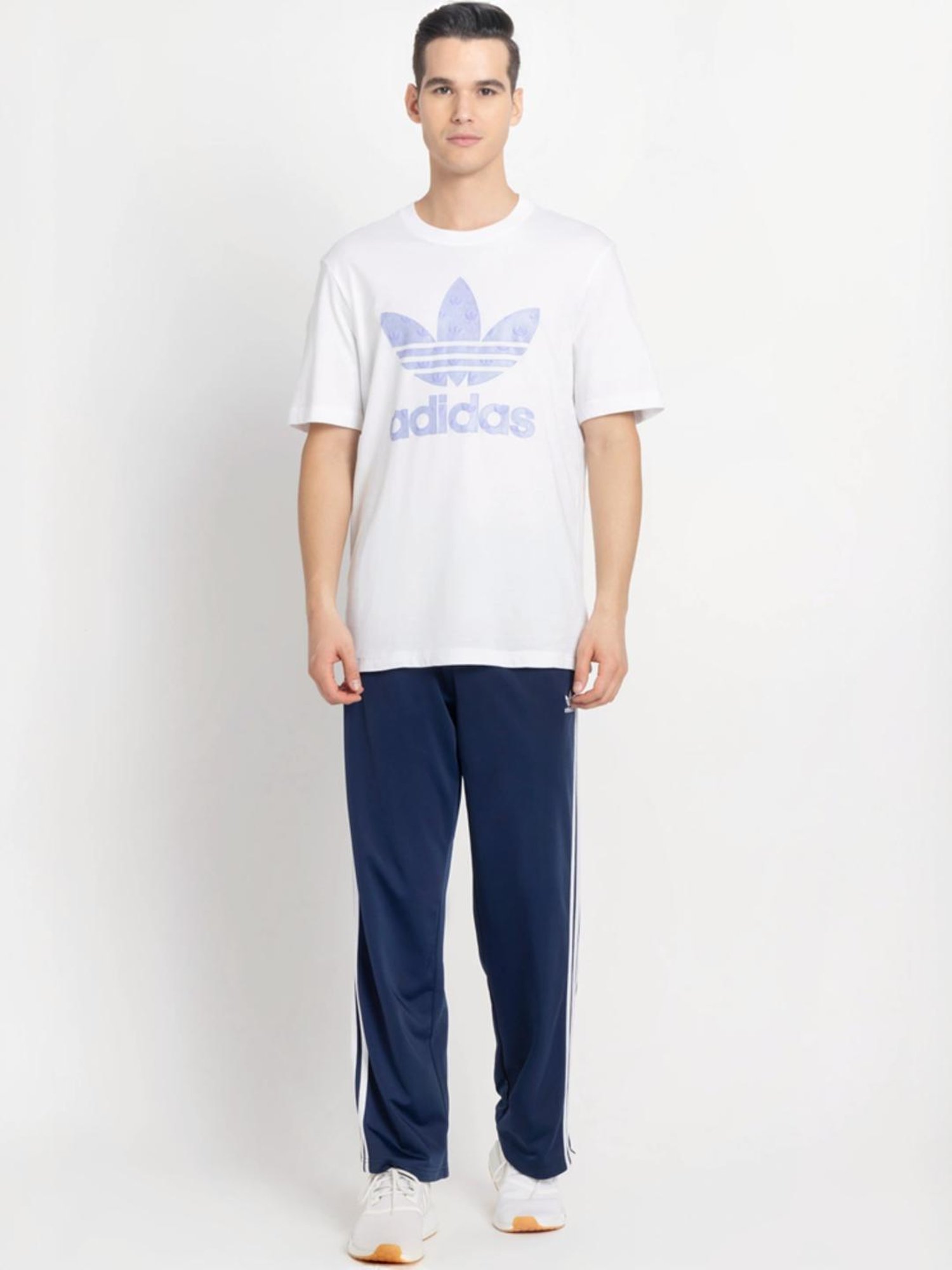 Adidas Originals White Cotton Regular Fit Printed T-Shirt
