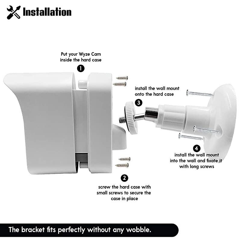 Mounting Kit for Wyze Cam (1 pcs Black) - Outdoor Case for Wyze Camera & v2 1080p Full HD w/Screw Mounts - Wyze Waterproof Cover with Wall Mount Bracket - Solid Housing for Wyze Cams by