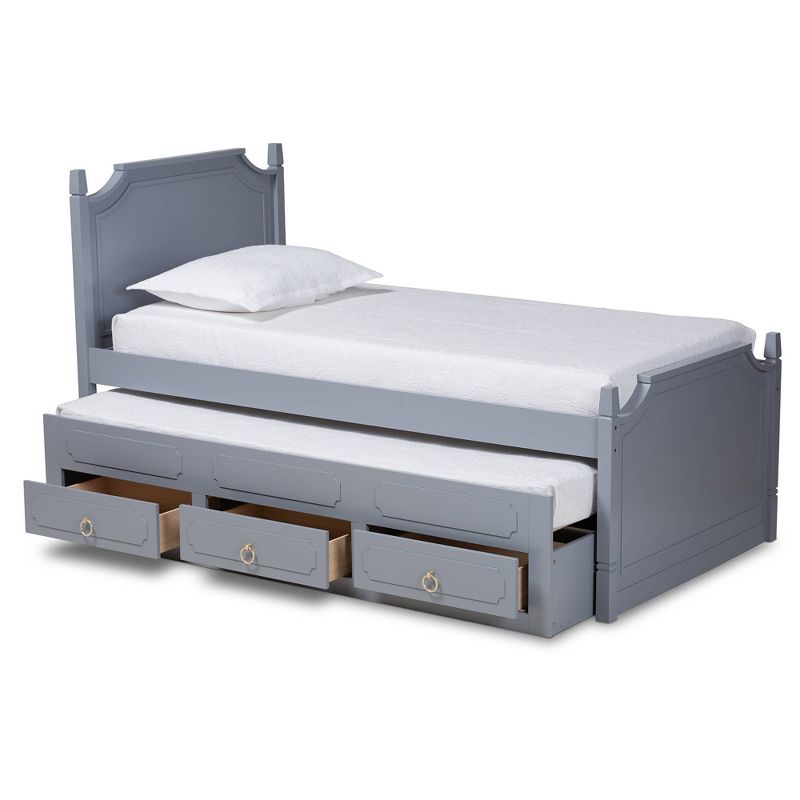 Twin 3 Drawer Mariana Wood Storage with Pull-Out Trundle Bed Gray - Baxton Studio