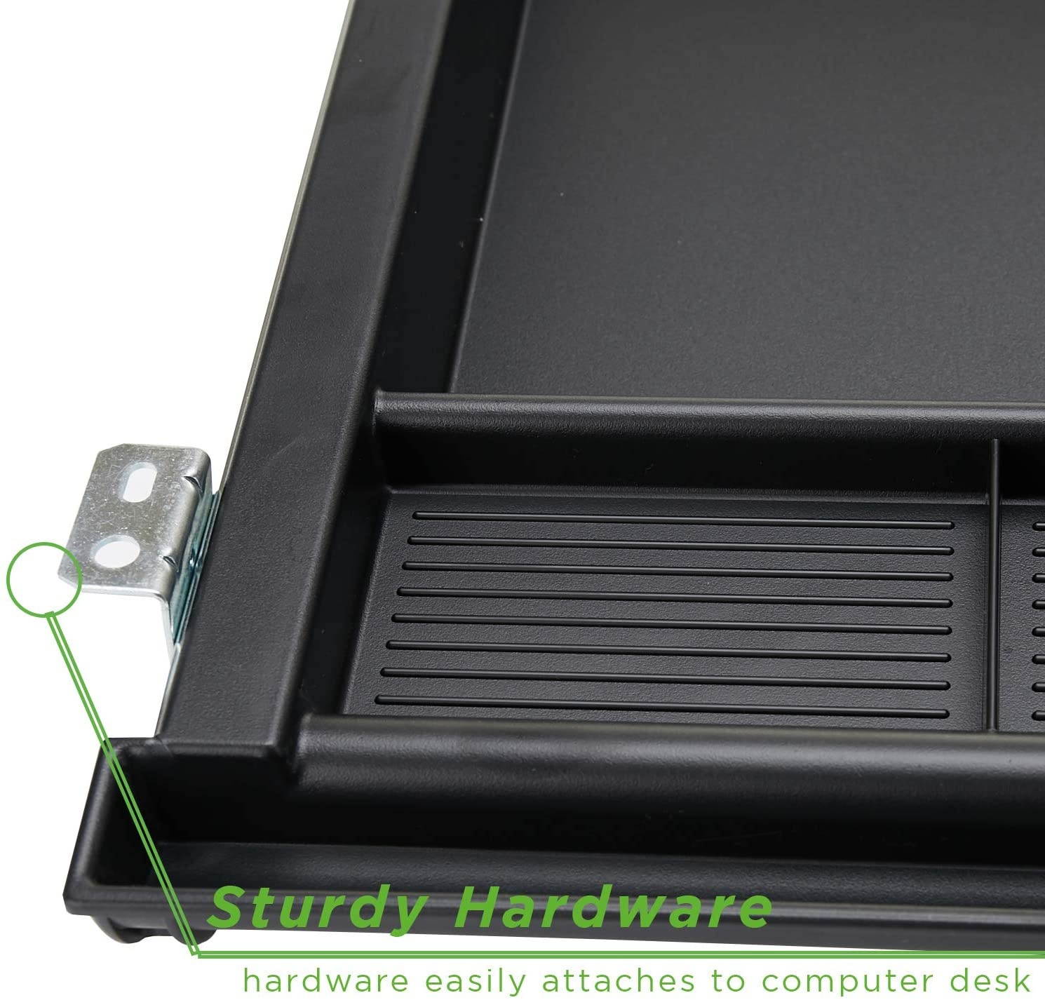 Large Under Desk Tray, Ergonomic Computer Keyboard & Mouse Platform, Adjustable Drawer, Black Keyboard Organizer