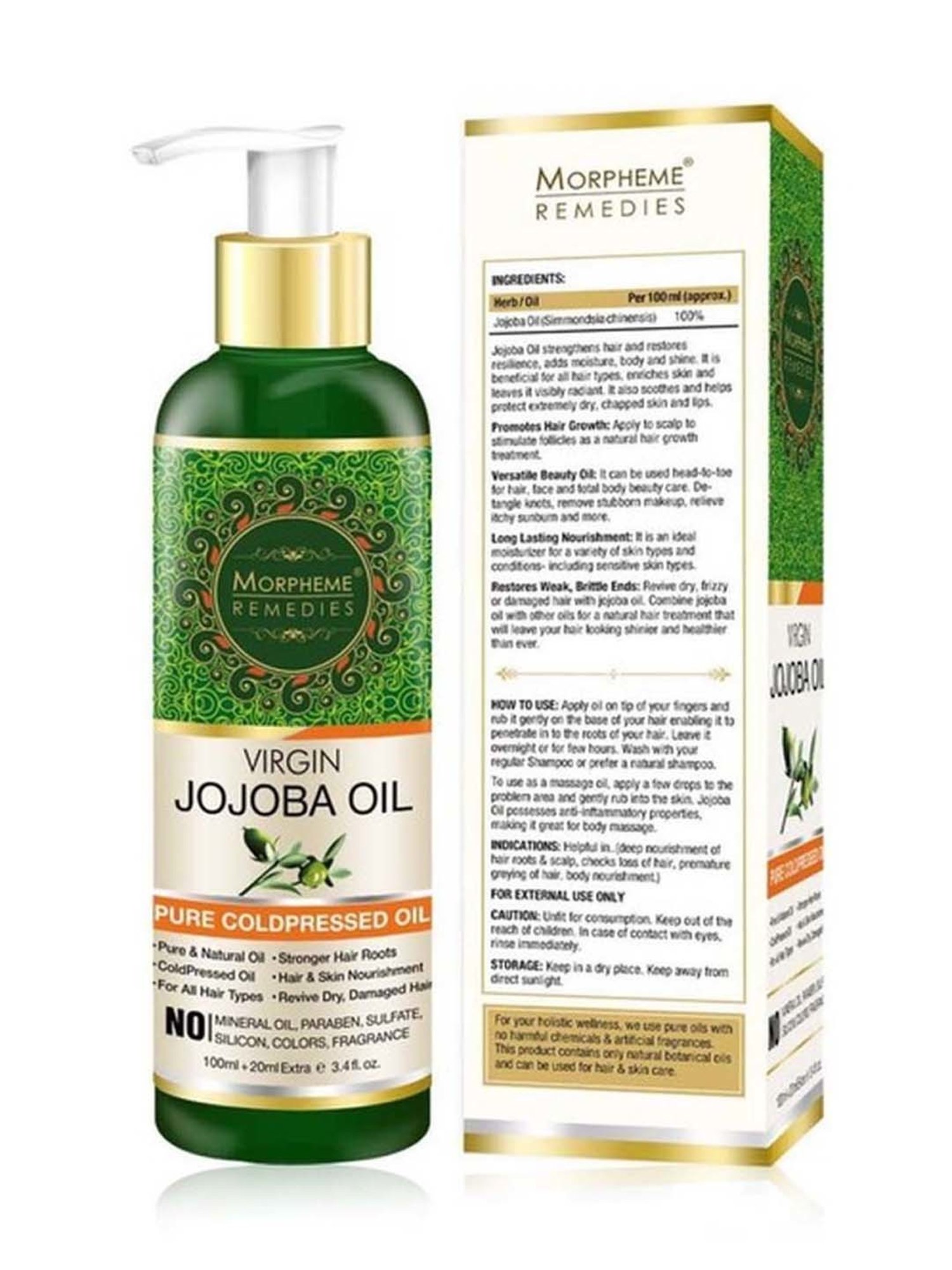 Morpheme Remedies Cold Pressed Virgin Jojoba Oil - 120 ml