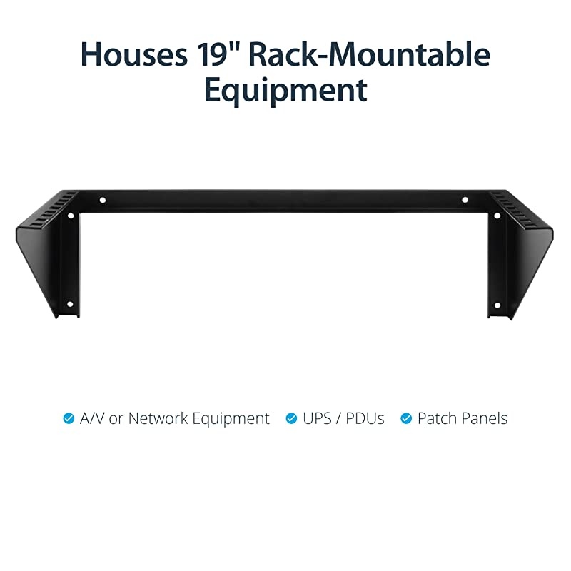3U Wall Mount Patch Panel Bracket 19 in Steel Vertical Patch Panel Mounting Rack for Networking Equipment RK319WALLV