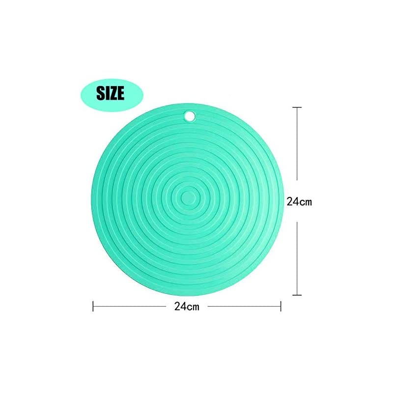 Pack Heat Resistant Silicone Pot Holder Trivet Mats,Heat Proof Hot Pads Flexible Jar Opener, Non Slip Trivet for Hot Dishes,9.5"Diameter Durable Pot Coaster Kitchen Mats (Round Teal)