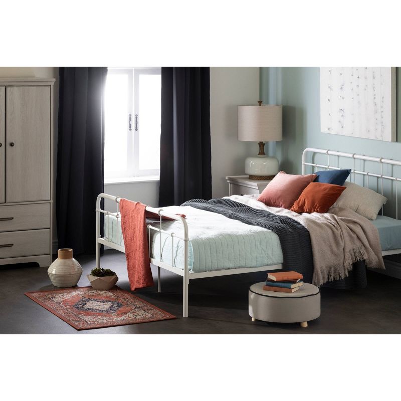 Queen Versa Metal Platform Bed Pure White - South Shore