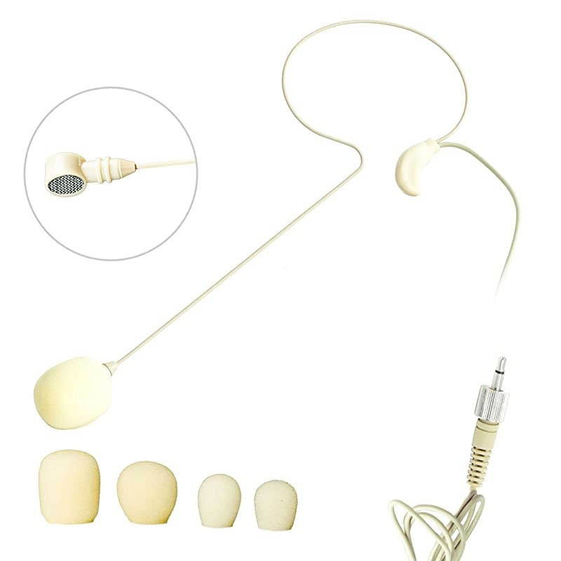 HM45 UniDirectional Headworn Condenser Microphone Small and Lightweight Minimum Visibility Ideal for Singers Performers DJs Television Announcers etc 35 Connection Biege Color