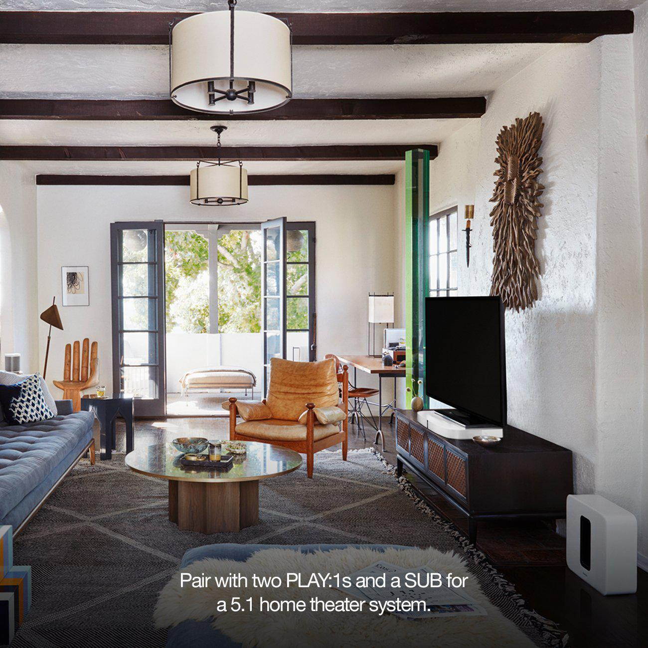 Sonos PLAYBASE Wireless Soundbar for Home Theater and Streaming Music. Works with Alexa. (White)