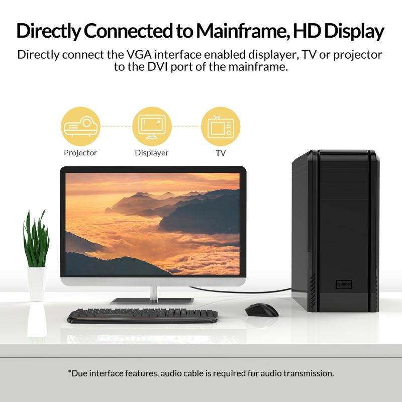 ORICO 1080P DVI-I 24+1 Male to VGA Female Cable DVI to VGA Adapter for PC/Laptop/DVD