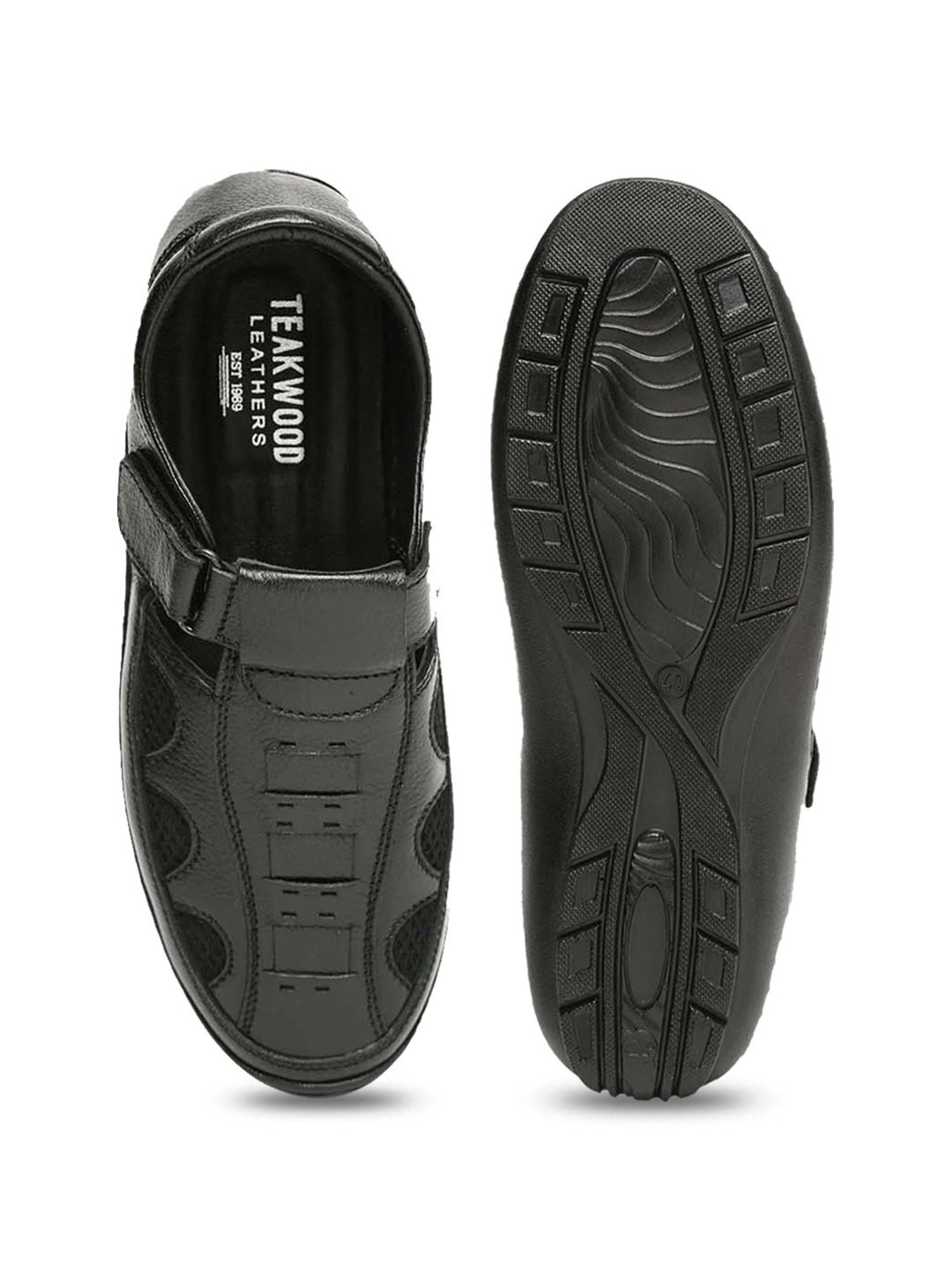 Teakwood Leathers Men's Black Fisherman Sandals