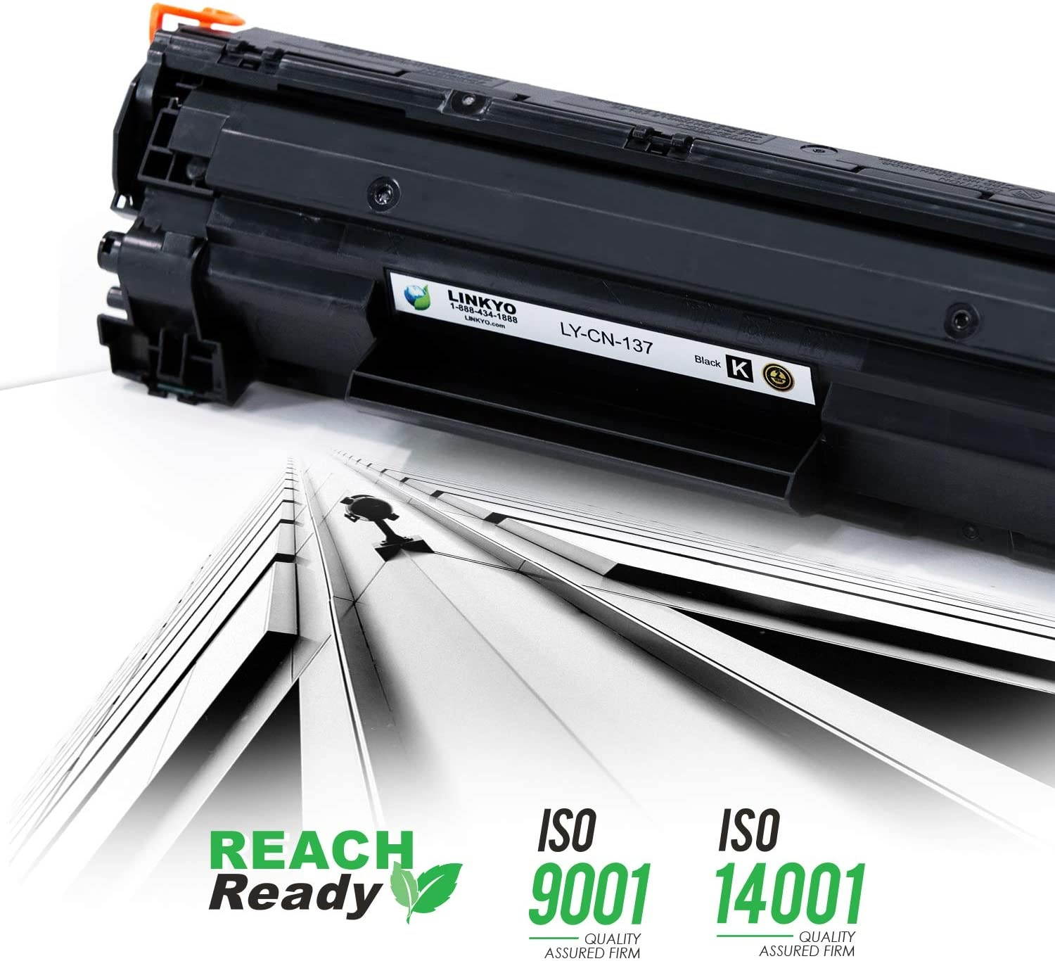 LINKYO Compatible Toner Cartridge Replacement for Canon 137 9435B001AA (Black, 2-Pack)