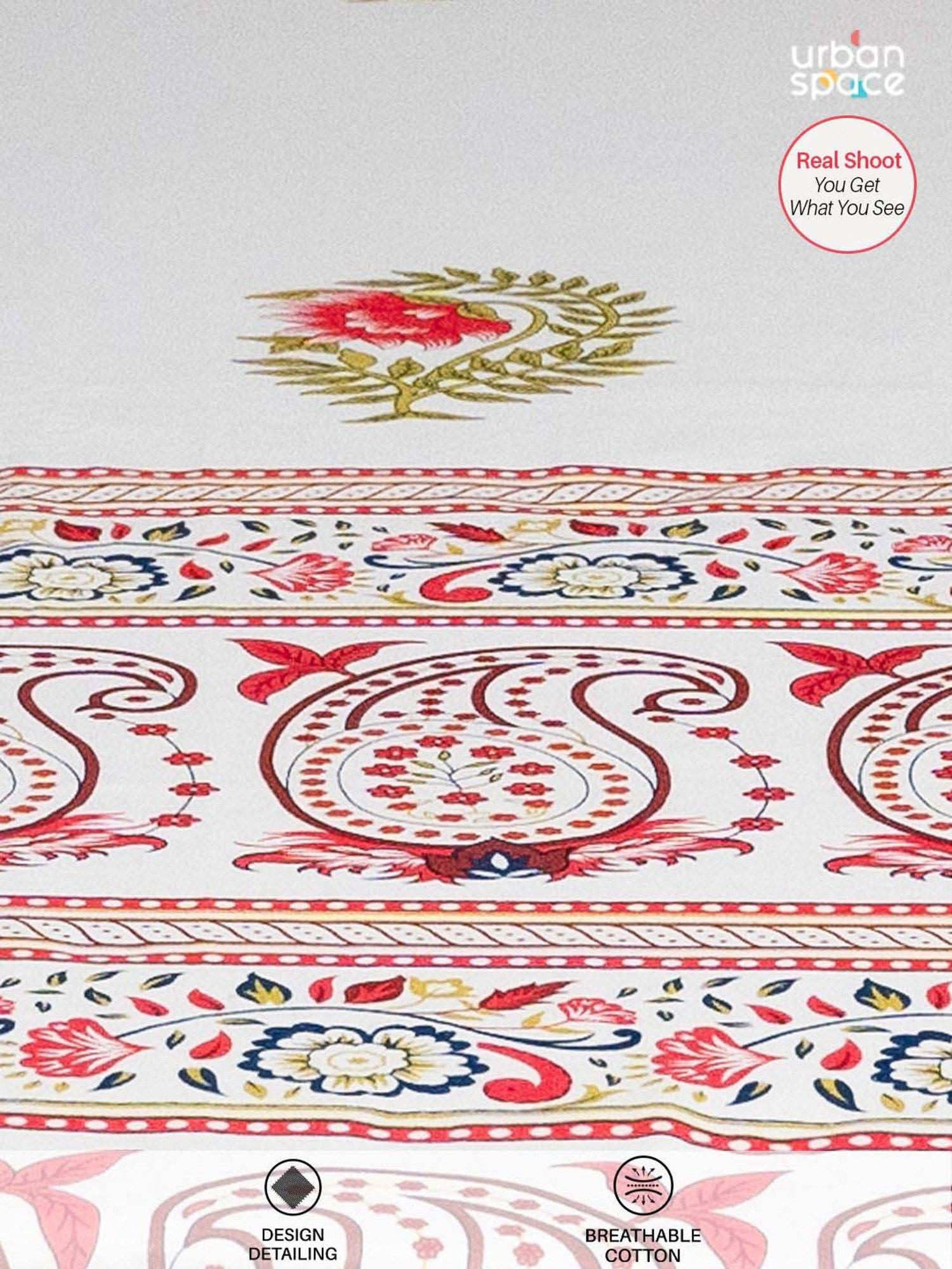 House This Juniper Blue Cotton 600 TC Double Size Bedsheet With Pillow Covers