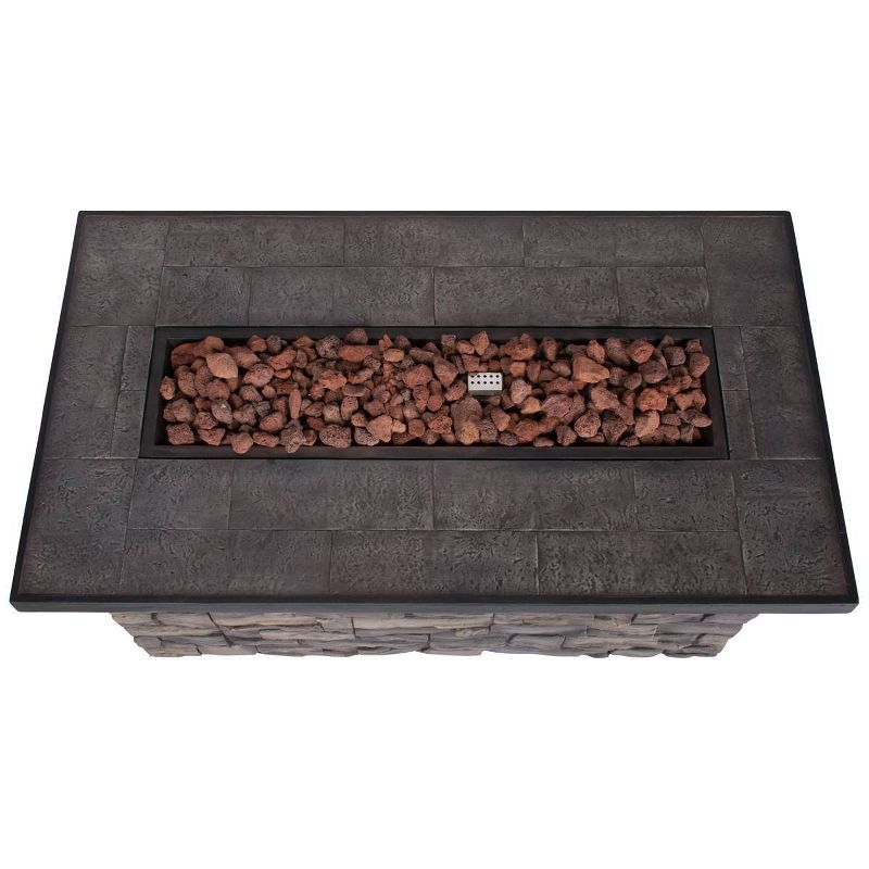 48" Sevilla Outdoor Propane Gas Fire Pit with Lava Rocks - Shine Company Inc.