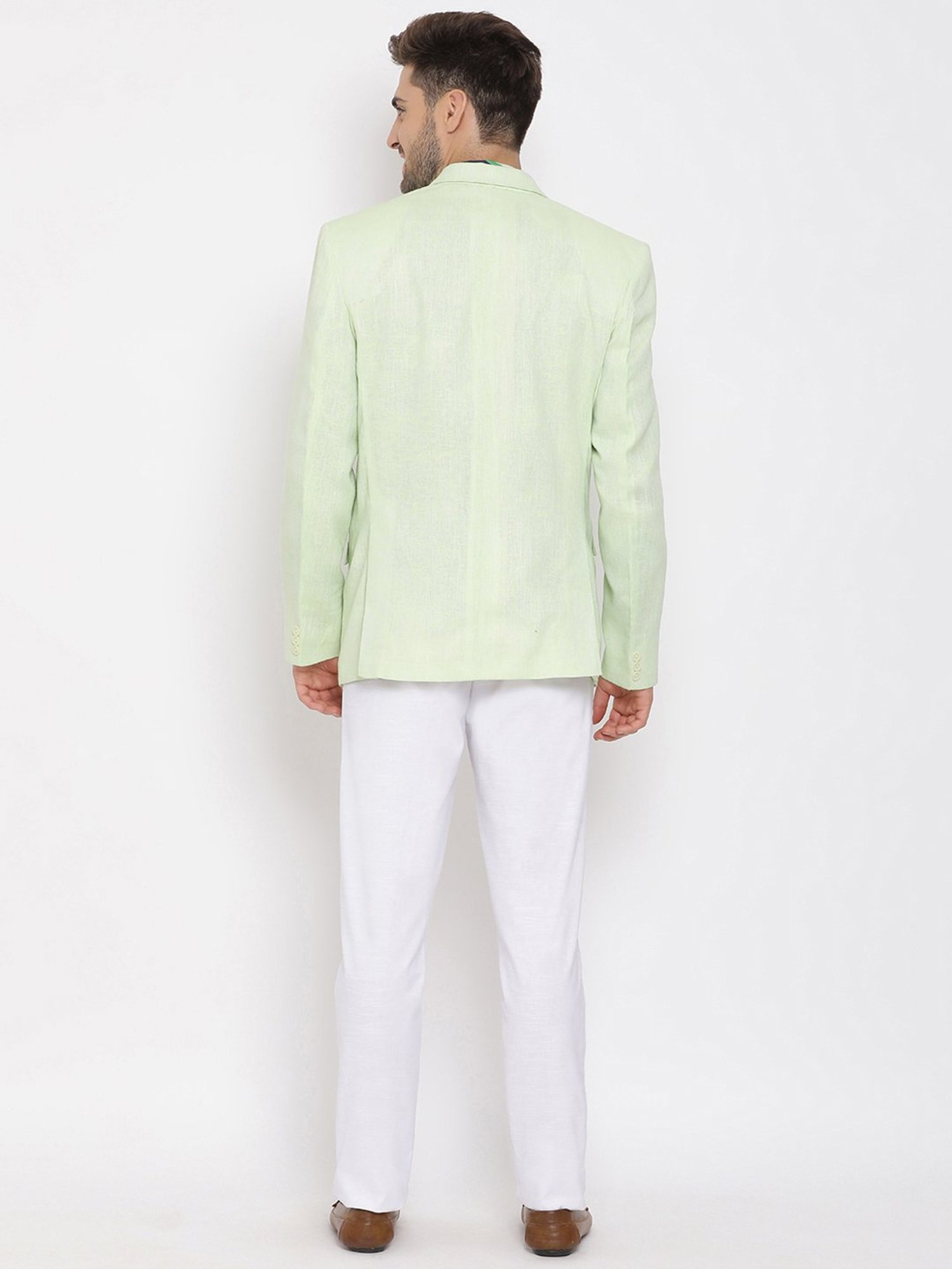 Hangup Plus Lime Green & White Regular Fit Three Piece Suit