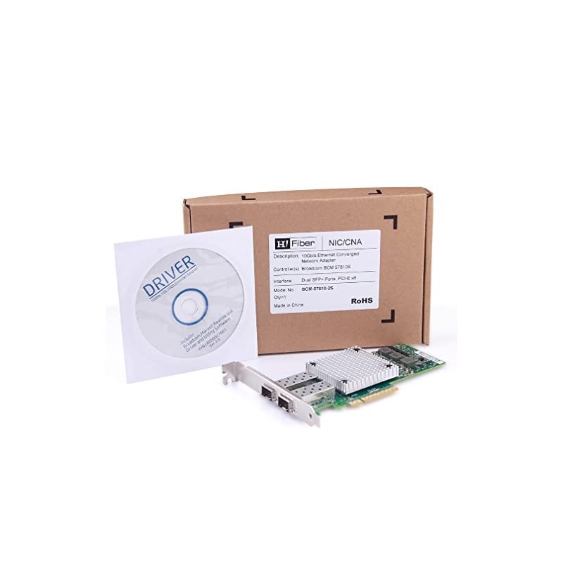 Ethernet Network Adapter Card- for Broadcom BCM57810S Controller Network Interface Card (NIC) PCI Express X8, Dual SFP+ Port Fiber Server Adapter