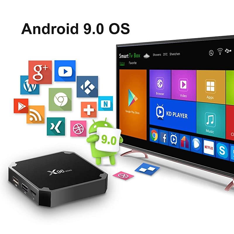 TV Box Media Player, X96 Mini 9.0 TV Box 1GB RAM 8GB ROM, Support 2.4G WiFi 100M Ethernet 3D/4K HD HDR H.265 Box