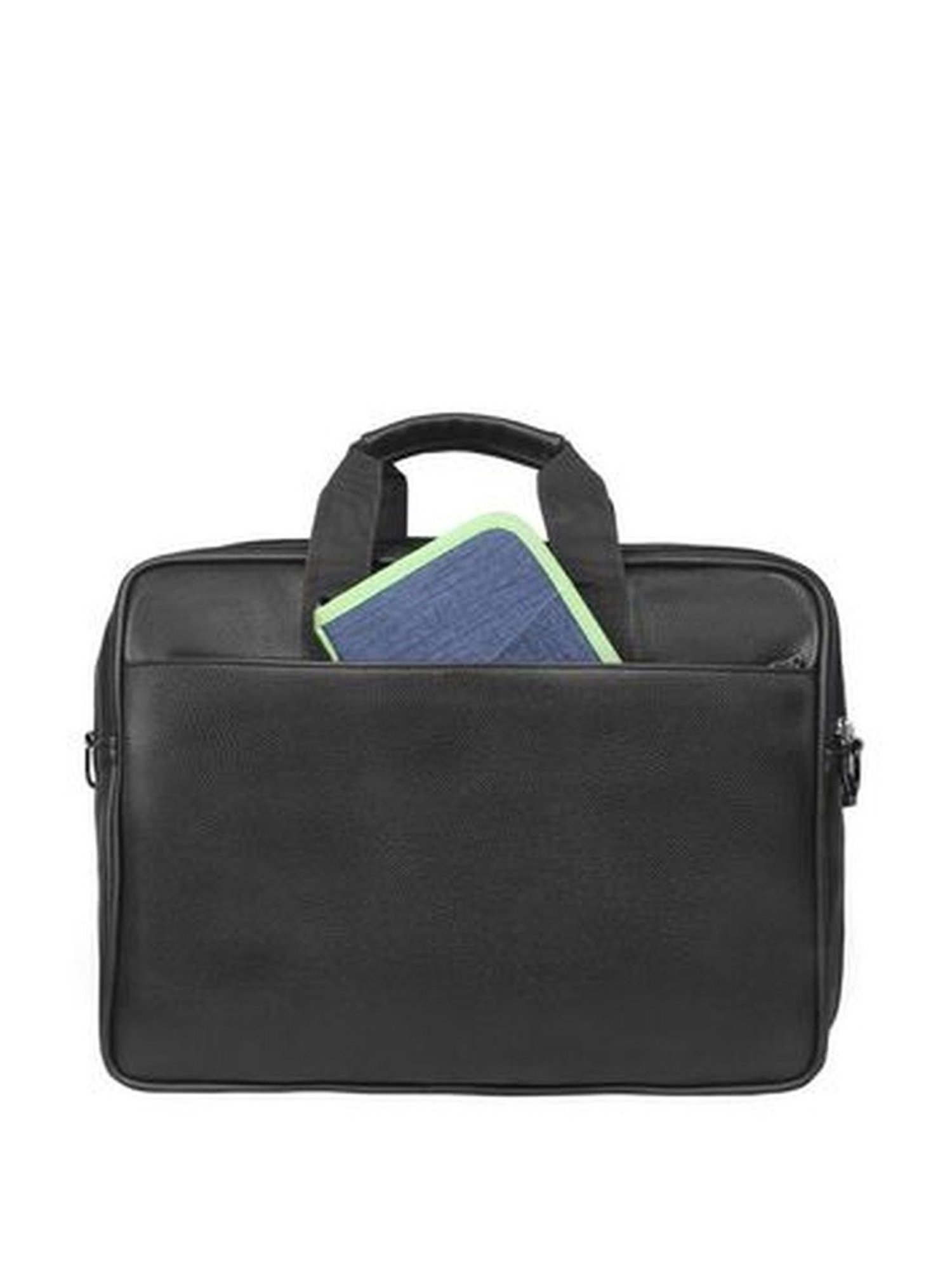 Harissons Rendition Black Leather Solid Laptop Messenger Bag
